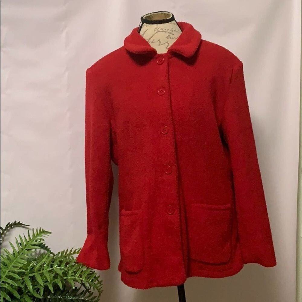 SANDRO RED TEXTURED BLAZER SIZE XL‎